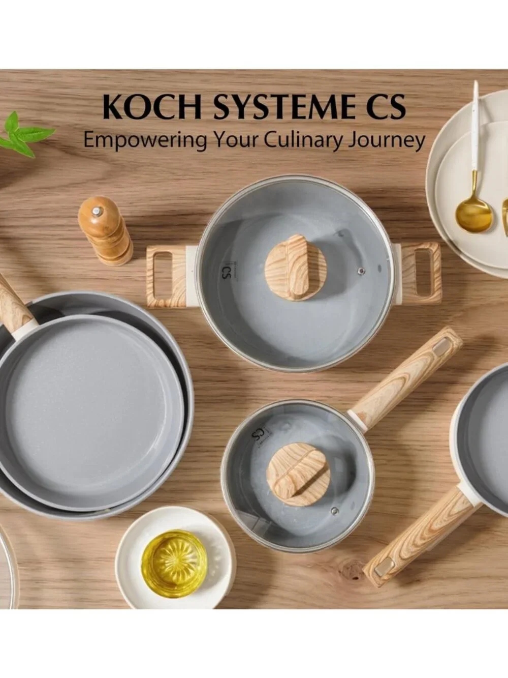 Nonstick Ceramic Cookware Set - Induction Compatible, Dishwasher Safe